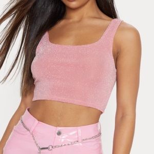 Baby Pink Sparkling Cropped Tank
